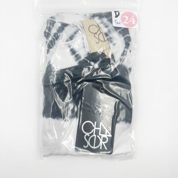 Chaser Cold Shoulder Long Sleeved Tie Dyed Tee Black White Gray Pink Medium NWT - Picture 4 of 4